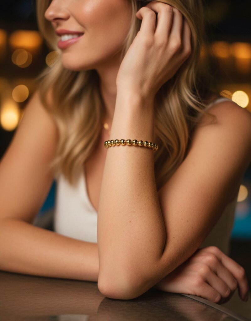 Lenny & Eva L&E 6MM Gold Stretch Bead Bracelet