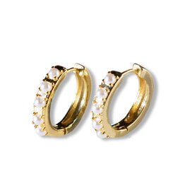 Lenny & Eva L&E Gold Pearl Hoop Earrings
