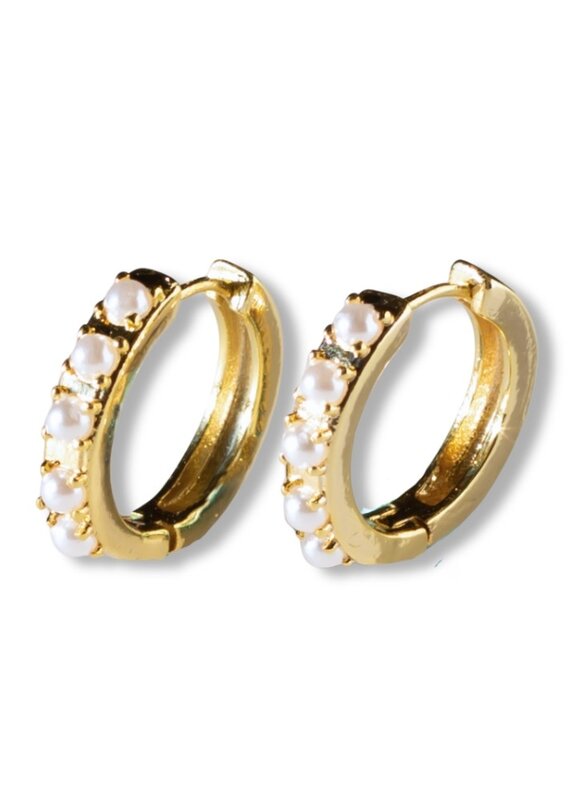 Lenny & Eva L&E Gold Pearl Hoop Earrings