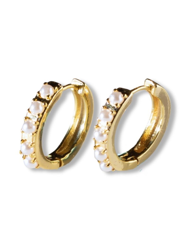 Lenny & Eva L&E Gold Pearl Hoop Earrings