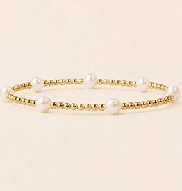 Lenny & Eva L&E Pearl Dot 3MM Gold Stretch Bead Bracelet