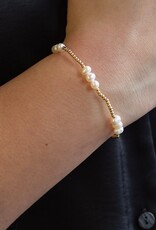 Lenny & Eva L&E Pearl Trio 2MM Gold Stretch Bead Bracelet