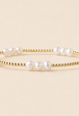 Lenny & Eva L&E Pearl Trio 2MM Gold Stretch Bead Bracelet