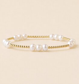 Lenny & Eva L&E Pearl Trio 2MM Gold Stretch Bead Bracelet