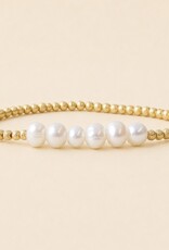 Lenny & Eva L&E Pearl Row 3MM Gold Stretch Bead Bracelet