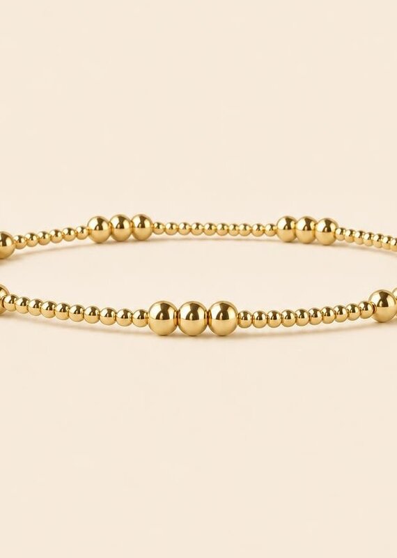 Lenny & Eva L&E 4MM Trio 2MM Gold Stretch Bead Bracelet
