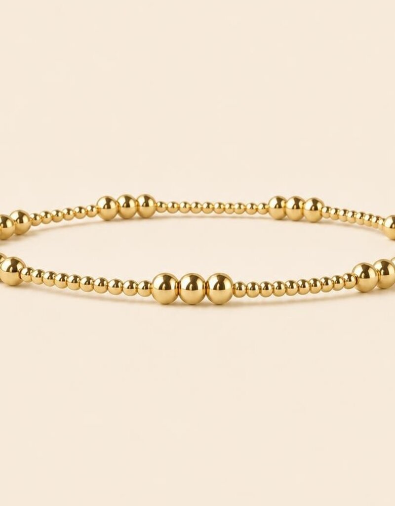 Lenny & Eva L&E 4MM Trio 2MM Gold Stretch Bead Bracelet
