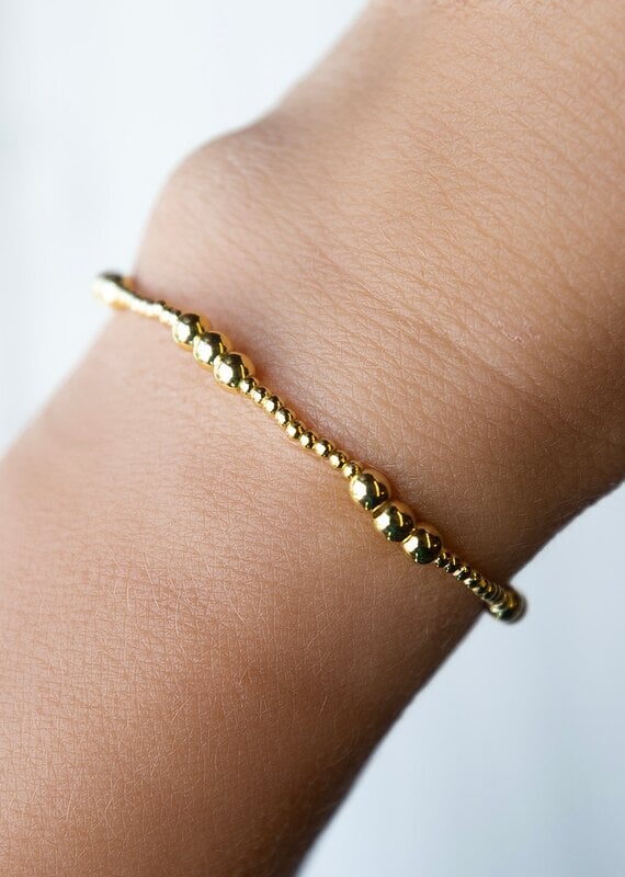 Lenny & Eva L&E 4MM Trio 2MM Gold Stretch Bead Bracelet