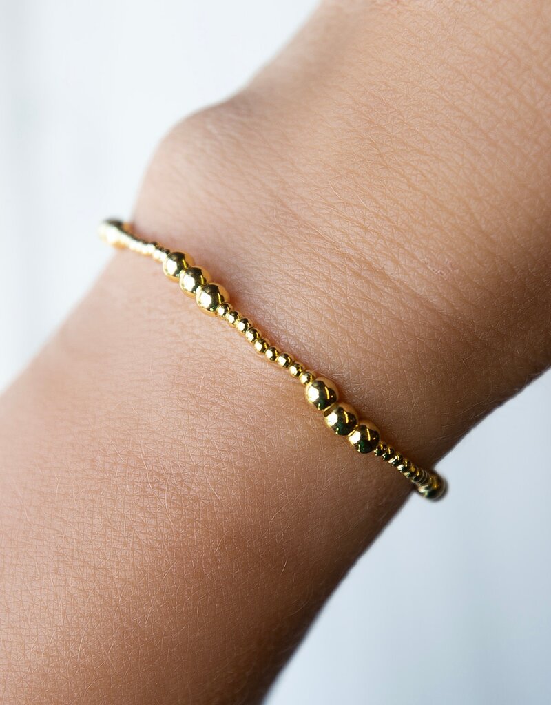 Lenny & Eva L&E 4MM Trio 2MM Gold Stretch Bead Bracelet