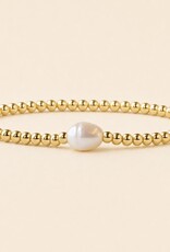 Lenny & Eva L&E Uno Pearl 3MM Gold Stretch Bead Bracelet