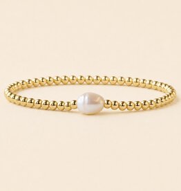 Lenny & Eva L&E Uno Pearl 3MM Gold Stretch Bead Bracelet