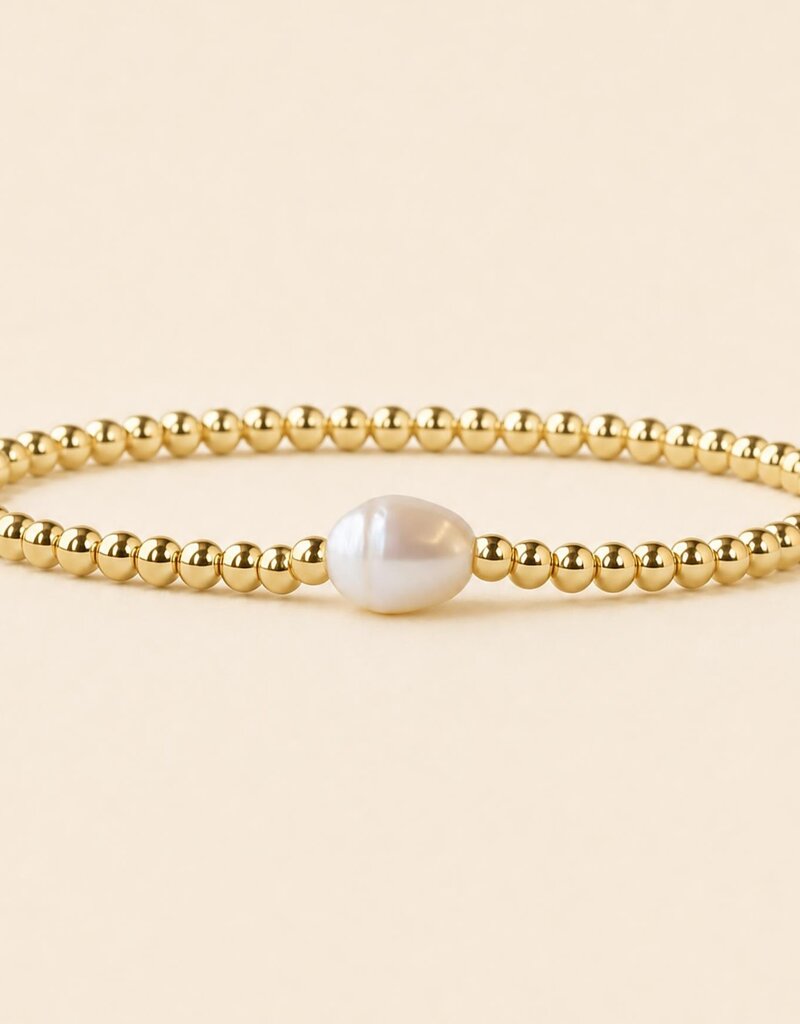 Lenny & Eva L&E Uno Pearl 3MM Gold Stretch Bead Bracelet