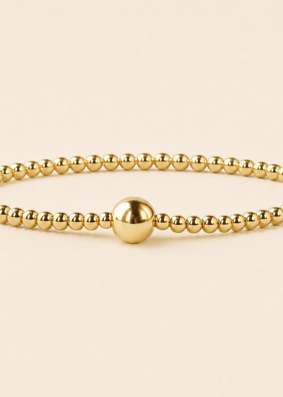 Lenny & Eva L&E 6MM Uno 3MM Gold Stretch Bead Bracelet