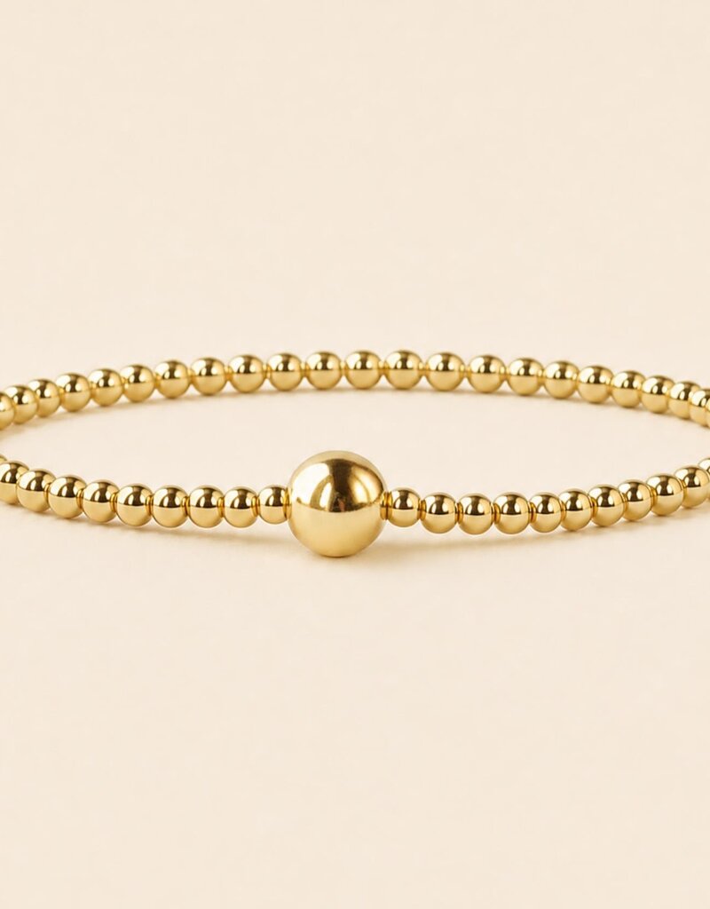 Lenny & Eva L&E 6MM Uno 3MM Gold Stretch Bead Bracelet