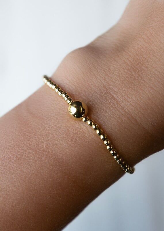 Lenny & Eva L&E 6MM Uno 3MM Gold Stretch Bead Bracelet