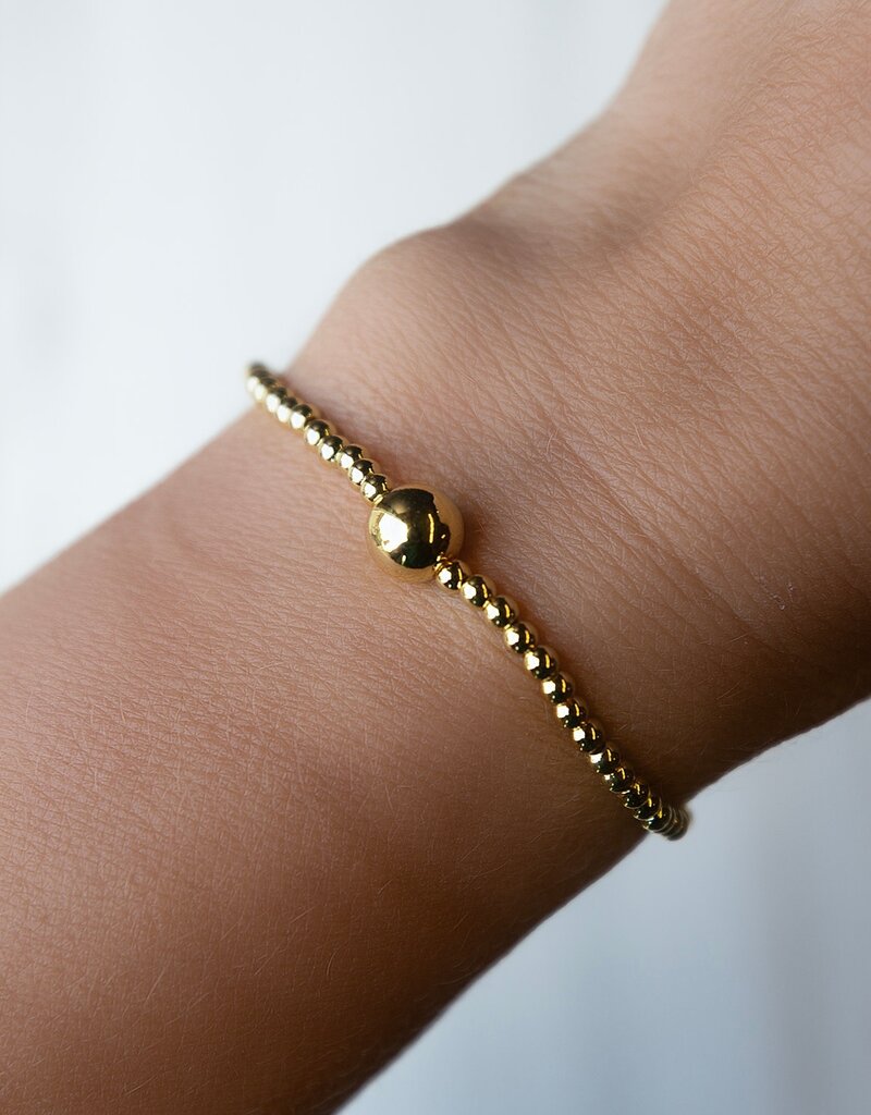 Lenny & Eva L&E 6MM Uno 3MM Gold Stretch Bead Bracelet