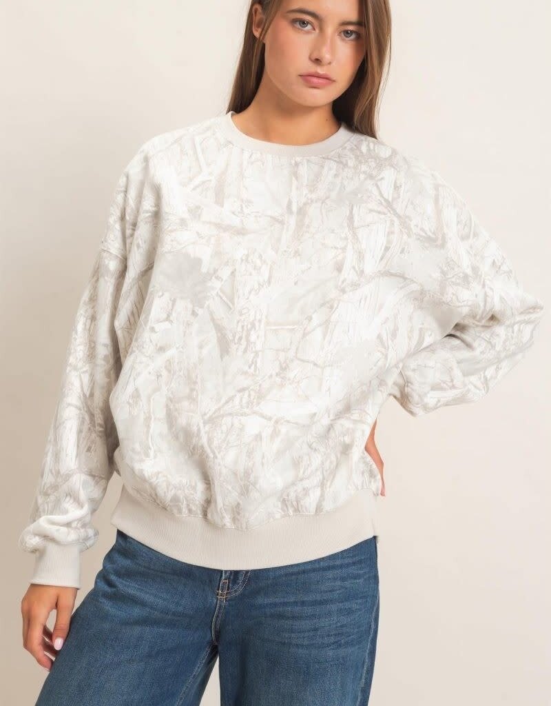 Tree Camouflage Fleece Crewneck Sweatshirt