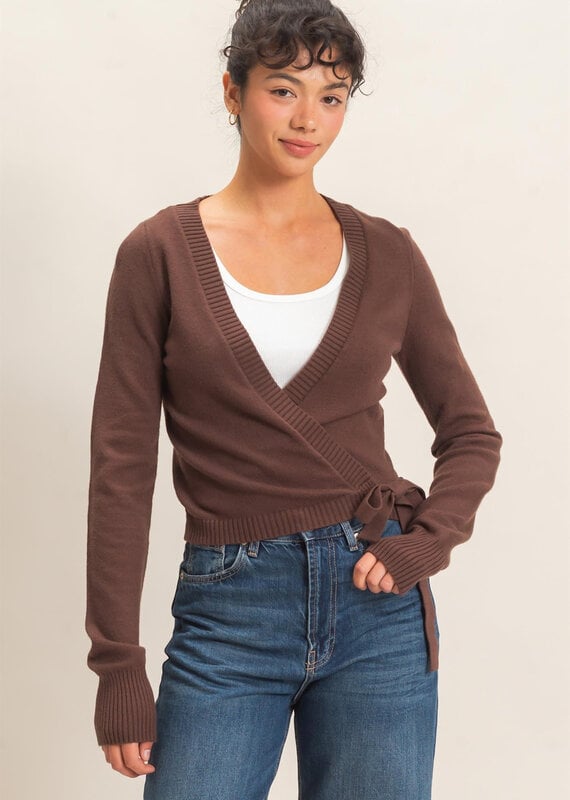 Wrap Knit Long Sleeve Sweater