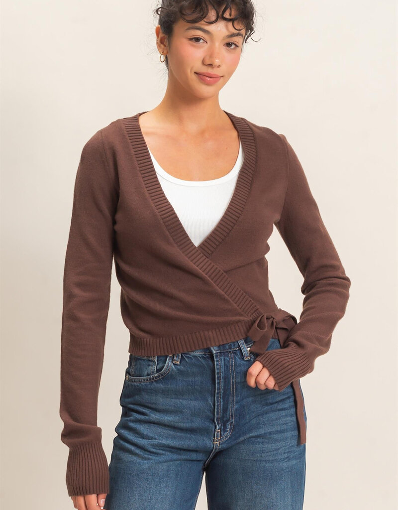 Wrap Knit Long Sleeve Sweater