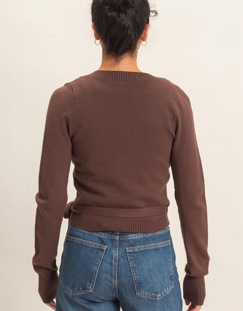 Wrap Knit Long Sleeve Sweater