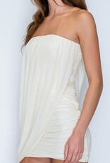 Strapless Side Drape Mesh Mini Dress