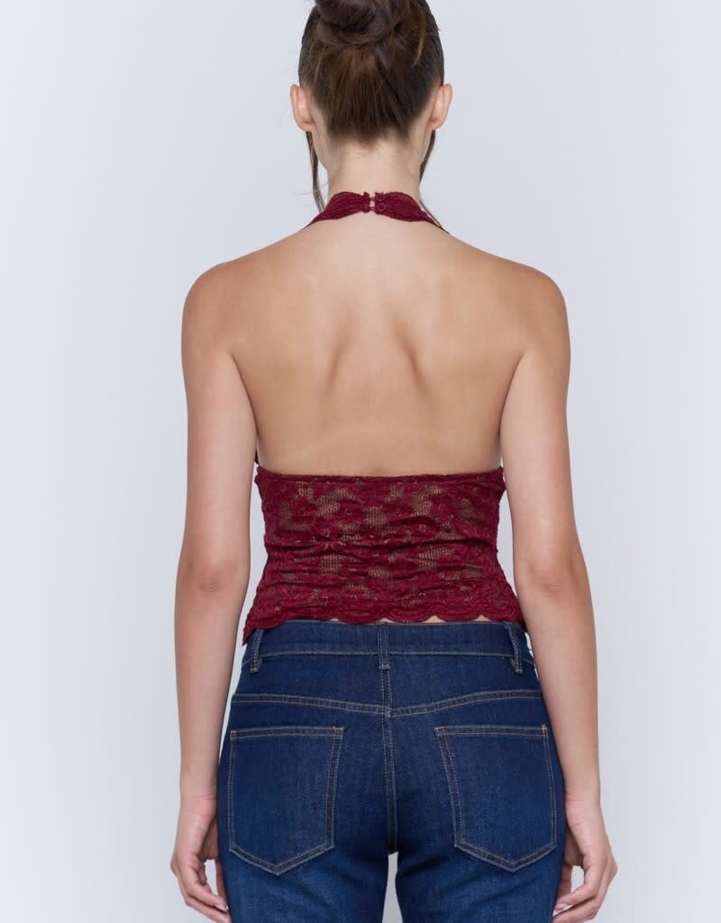 Floral Lace Scalloped Halter Top