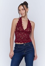 Floral Lace Scalloped Halter Top