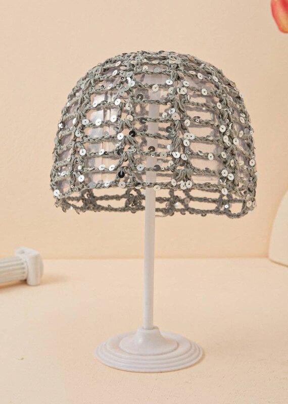 Sequin Crochet Skull Cap Grey