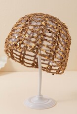 Sequin Crochet Skull Cap Khaki