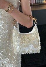 Shell Bamboo Handle Handbag Beige