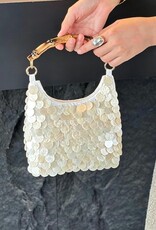 Shell Bamboo Handle Handbag Beige
