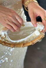 Shell Bamboo Handle Handbag Beige
