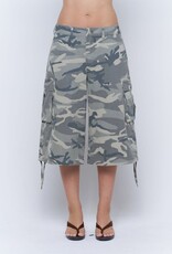 Washed Camo Wide Leg Cargo Long Shorts