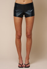 Sabine Faux Leather Mini Shorts With Side Zipper
