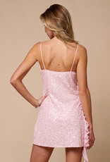 Cowl Neck Sequin Ruffle Frill Mini Dress