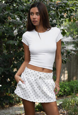 Polka Dot Fleece Skort Mini Skirt