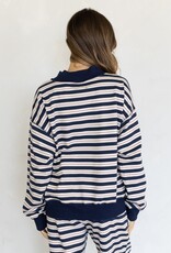 Leah Striped Mock Neck Long Sleeve Top