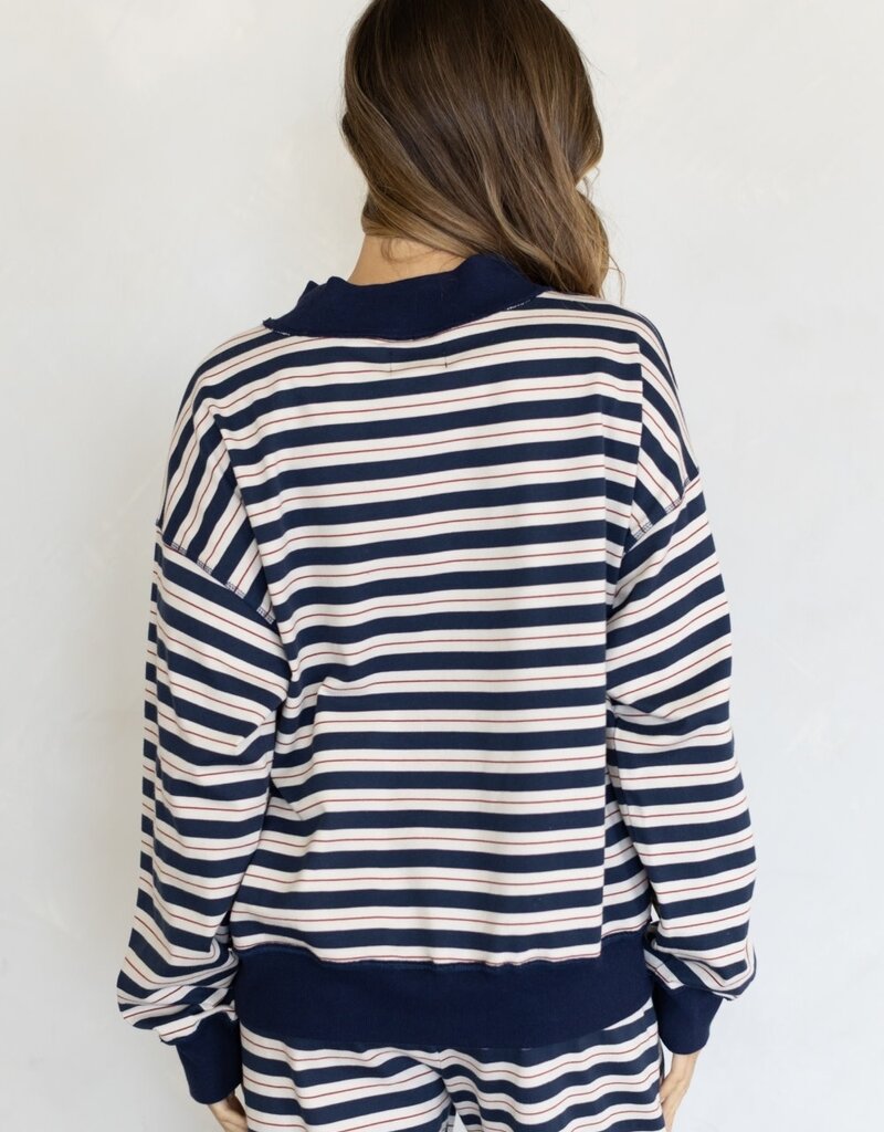 Leah Striped Mock Neck Long Sleeve Top