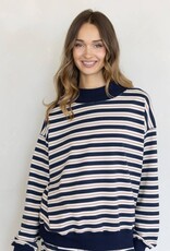 Leah Striped Mock Neck Long Sleeve Top