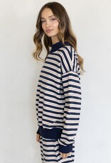Leah Striped Mock Neck Long Sleeve Top