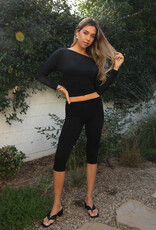 Cristi Foldover Waistband Soft Capri Leggings