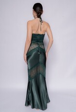 Halter Lace Panel Maxi Dress