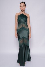 Halter Lace Panel Maxi Dress