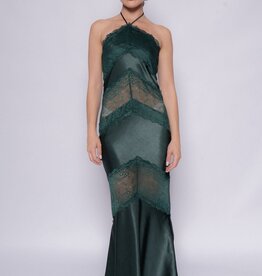 Halter Lace Panel Maxi Dress