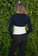 V Neck Long Sleeve Cable Cropped Cardigan