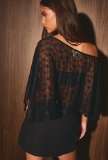 Lace Poncho Top With Lace Trim