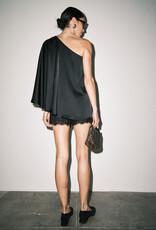 Andrea Satin One Shoulder Cape Poncho Top