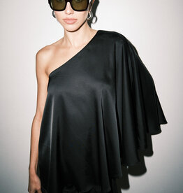 Andrea Satin One Shoulder Cape Poncho Top