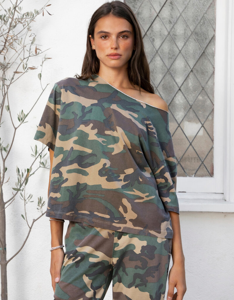 Scout Camo Short Sleeve Off The Shoulder Top