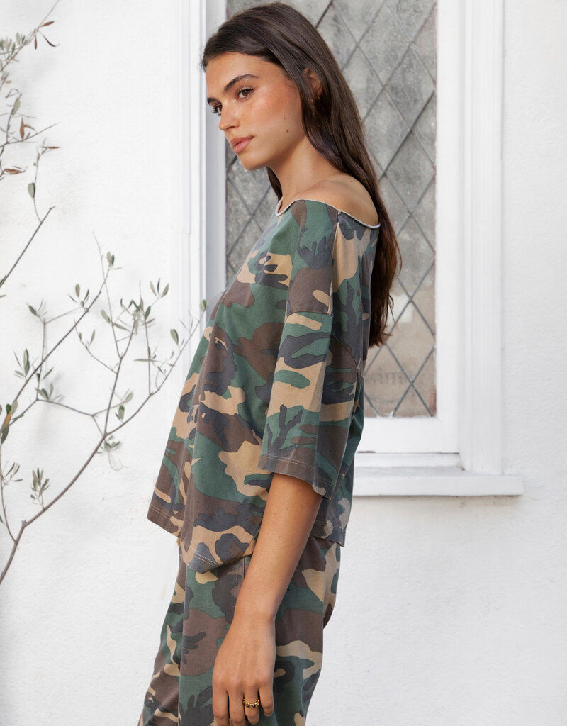 Scout Camo Short Sleeve Off The Shoulder Top